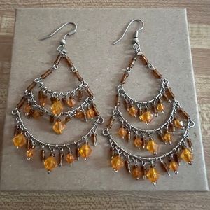 Boho Tangerine and chocolate beaded dangle earrings